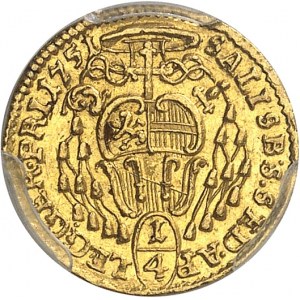 Salzbourg (évęché de), Andreas Jakob von Dietrichstein (1747-1753). 1/4 de ducat 1751, Salzbourg.