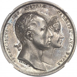 François II (1792-1835). Médaille, mariage de L’Empereur avec Caroline de Bavičre, par Losch et Stiglmaier 1816, Munich.