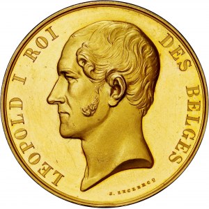 Léopold Ier (1831-1865). Médaille d’Or, services rendus lors des épidémies, par J. Leclercq 1848, Bruxelles.