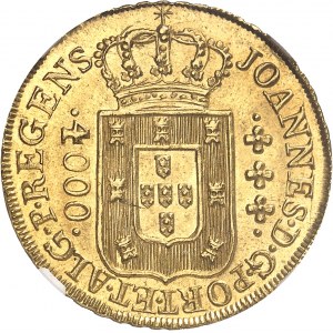 Jean, prince régent (1799-1816). 4000 réis, petite couronne 1813, Rio de Janeiro.