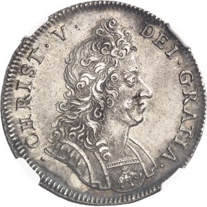 Christian V (1670-1699). Essai de Krone (couronne) ou 4 mark ŕ la tranche maclée 1693, Copenhague.