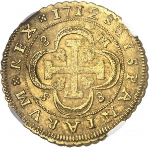 Philippe V (1700-1746). 8 escudos 1712 M, S, Séville.