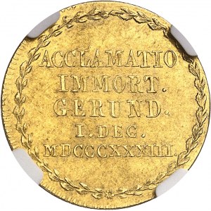 Isabelle II (1833-1868). Médaille d’Or, acclamation de la Reine ŕ Girone, par J. Masferrer 1833, Barcelone.