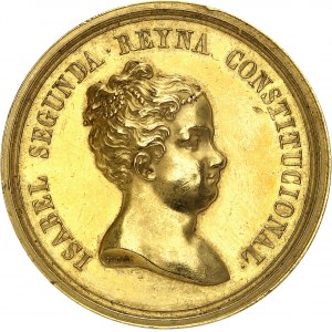 Isabelle II (1833-1868). Médaille d’Or, Exposition artistique de Madrid, par M. González de Sepúlveda 1841, Madrid.