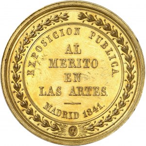 Isabelle II (1833-1868). Médaille d’Or, Exposition artistique de Madrid, par M. González de Sepúlveda 1841, Madrid.