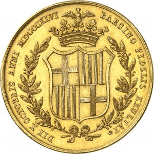 Isabelle II (1833-1868). Médaille d’Or, félicitations de Barcelone pour les mariages d’Isabelle II et de sa sśur, l’infante Louise Fernande, avec les princes François d’Assise de Bourbon et Antoine d’Orléans 1846, Barcelone.