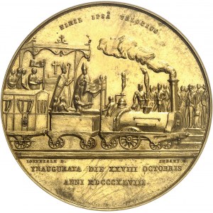 Isabelle II (1833-1868). Médaille d’Or, inauguration et bénédiction du train entre Barcelone et Matano, par Lorenzale et Jubany 1848, Madrid.