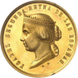 Isabelle II (1833-1868). Médaille d’Or, Exposition agricole de Madrid par Bouvet 1857, Paris.