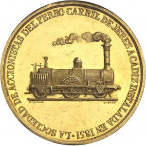 Isabelle II (1833-1868). Médaille d’Or, Chemin de fer de Jerez ŕ Cadix terminé en 1851 1860, Londres (Taylor).