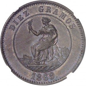 Gouvernement provisoire (1868-1871 et 1873-1874). Essai de 10 centimes 1869, Barcelone.