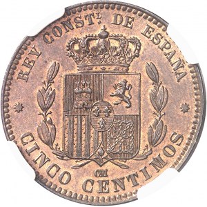 Alphonse XII (1874-1885). 5 centimes 1878 OM, Barcelone.