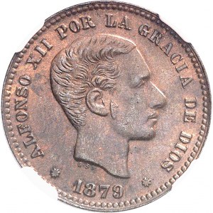 Alphonse XII (1874-1885). 5 centimes 1879 OM, Barcelone.