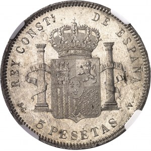 Alphonse XIII (1886-1931). 5 pesetas, buste juvénile 1899 (18 - 99) SG, V, Madrid.