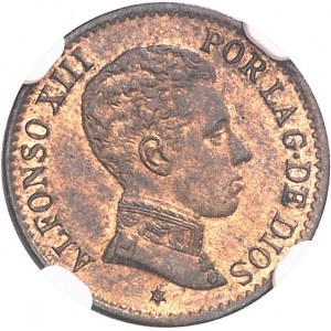 Alphonse XIII (1886-1931). 1 centime, buste en uniforme 1906 (6) SM, V, Madrid.