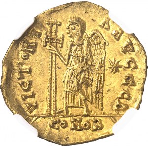 Mérovingiens, monnayage pseudo-impérial. Solidus au nom d’Anastase ND (500-580), Gaule.