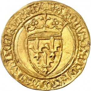 Charles VI (1380-1422). Écu d’or ŕ la couronne, 5e émission ND (1411-1418), Saint-Lô.