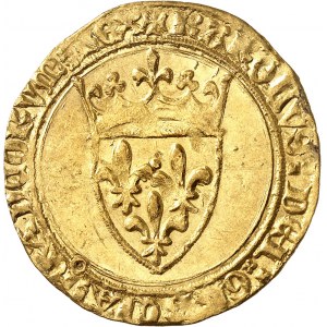 Charles VI (1380-1422). Écu d’or ŕ la couronne, 5e émission ND (1411-1418), Saint-Quentin.