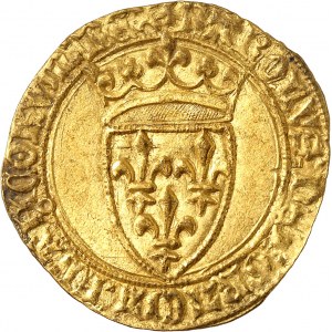 Charles VI (1380-1422). Écu d’or ŕ la couronne, 5e émission ND (1411-1418), Villeneuve-lčs-Avignon.