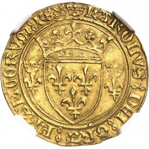 Charles VII (1422-1461). Écu d’or ŕ la couronne 3e type, ou écu neuf, 6e émission ND (1450-1461), Rouen.