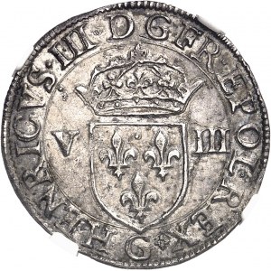 Henri III (1574-1589). huitičme d’écu, écu de face 1587, G, Poitiers.