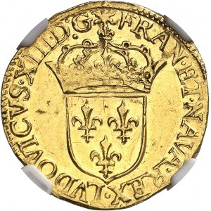 Louis XIII (1610-1643). Écu d’or au soleil, 1er type 1632, B, Rouen.