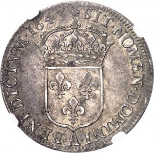 Louis XIII (1610-1643). Demi-écu, 3e type 1643, A, Paris (rose).