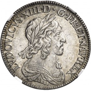 Louis XIII (1610-1643). Quart d’écu, 3e type 1643, A, Paris (rose).
