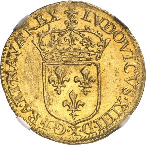 Louis XIV (1643-1715). Écu d’or au soleil 1645, X, Amiens.
