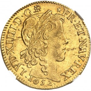 Louis XIV (1643-1715). Louis d’or ŕ la mčche longue 1652, A, Paris.