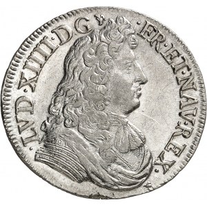 Louis XIV (1643-1715). Demi-écu ŕ la cravate, 1čre émission 1678, D, Lyon.