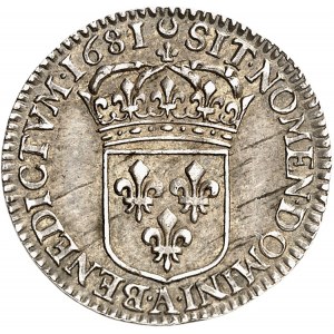 Louis XIV (1643-1715). Douzičme d’écu ŕ la cravate, 1er type 1681, A, Paris.