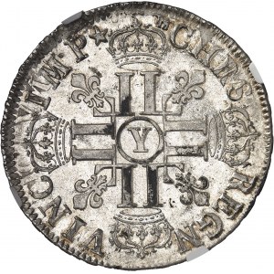 Louis XIV (1643-1715). Écu aux huit L, 1er type 1691, Y, Bourges.