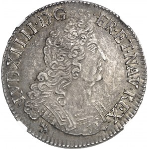 Louis XIV (1643-1715). Écu aux huit L, 2e type, flan neuf 1704, 9, Rennes.