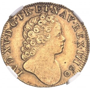 Louis XV (1715-1774). Double louis d’or aux insignes, 2e type, flan neuf 1716, K, Bordeaux.