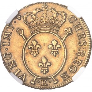 Louis XV (1715-1774). Double louis d’or aux insignes, 2e type, flan neuf 1716, K, Bordeaux.