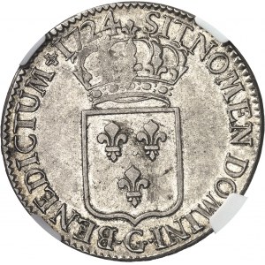 Louis XV (1715-1774). Écu de France, flan neuf 1724, G, Poitiers.