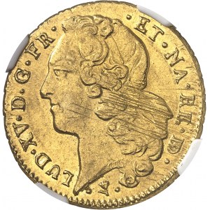 Louis XV (1715-1774). Double louis d’or de Béarn au bandeau 1764, vache, Pau.