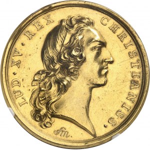 Louis XV (1715-1774). Médaille d’Or, Traité de paix d’Aix-la-Chapelle, par François Marteau 1748, Paris.