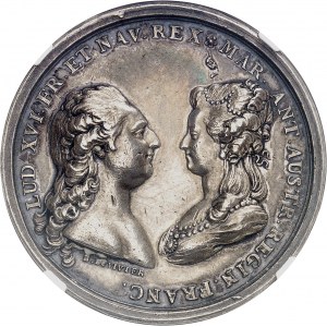 Louis XVI (1774-1792). Médaille hybride, Louis XVI et Marie-Antoinette, Ordre de Saint-Michel, par Duvivier 1719 (c.1781), Paris.