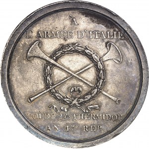 Directoire (1795-1799). Médaille, bataille de Castiglione et combat de Peschiera par Lavy An 4 (1796), Milan.