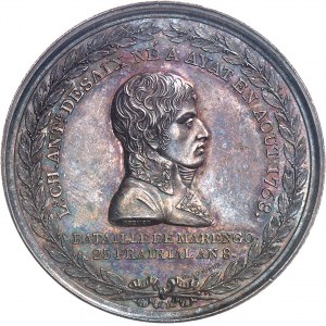 Consulat (1799-1804). Médaille, Bataille de Marengo, mort du général Desaix, par Brenet et Auguste An 8 (1800), Paris.