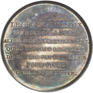 Consulat (1799-1804). Médaille, Bataille de Marengo, mort du général Desaix, par Brenet et Auguste An 8 (1800), Paris.