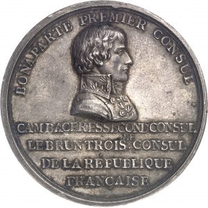 Consulat (1799-1804). Médaille, pose de la premičre pierre de la colonne Nationale, par B. Duvivier An 8 - 1800, Paris.