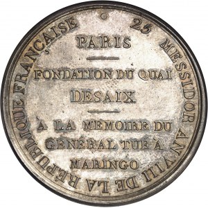 Consulat (1799-1804). Médaille, fondation du quai Desaix ŕ Paris An VIII (1800), Paris.