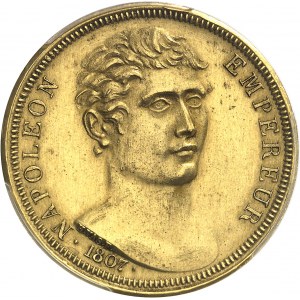 Premier Empire / Napoléon Ier (1804-1814). Essai de 100 francs Or, en bronze-doré, par Vassallo 1807, Gęnes.