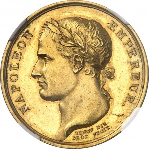Premier Empire / Napoléon Ier (1804-1814). Médaille d’Or, pose de la premičre pierre du monument de Desaix ŕ l’Hospice du Grand Saint-Bernard en Suisse, par Droz et Brenet An XIII (1805), Paris.