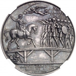 Premier Empire / Napoléon Ier (1804-1814). Médaille, allocution sur le pont du Lech, par Droz et Andrieu 1806, Paris.