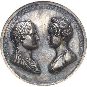 Premier Empire / Napoléon Ier (1804-1814). Médaille, mariage de Napoléon Ier avec Marie-Louise d’Autriche, par Guillemard et Stuckhart 1810, Prague.