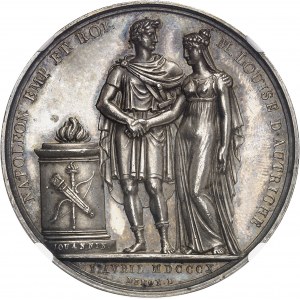 Premier Empire / Napoléon Ier (1804-1814). Médaille, mariage de Napoléon avec Marie Louise d’Autriche, par Andrieu et Jouannin 1810, Paris.
