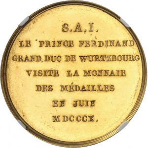 Premier Empire / Napoléon Ier (1804-1814). Médaille d’Or, visite du Grand-Duc de Wurtzbourg ŕ la Monnaie de Paris, par Brenet 1810, Paris.